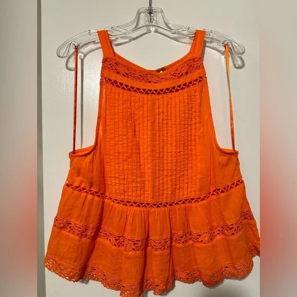 Free people orange tank size S - Picture 2 of 7
